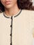 Cropped pointelle knit cardigan