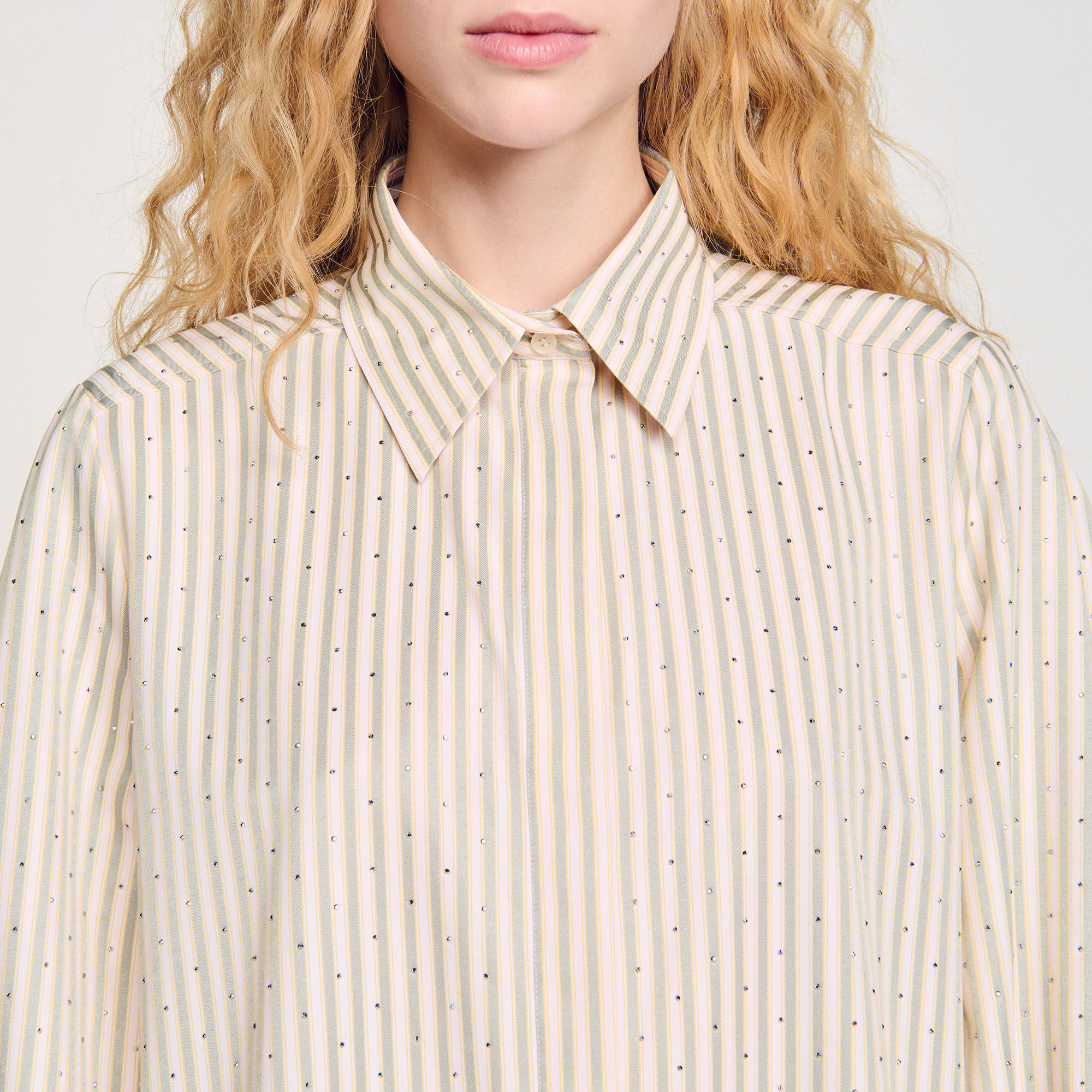 Rhinestone striped shirt dress