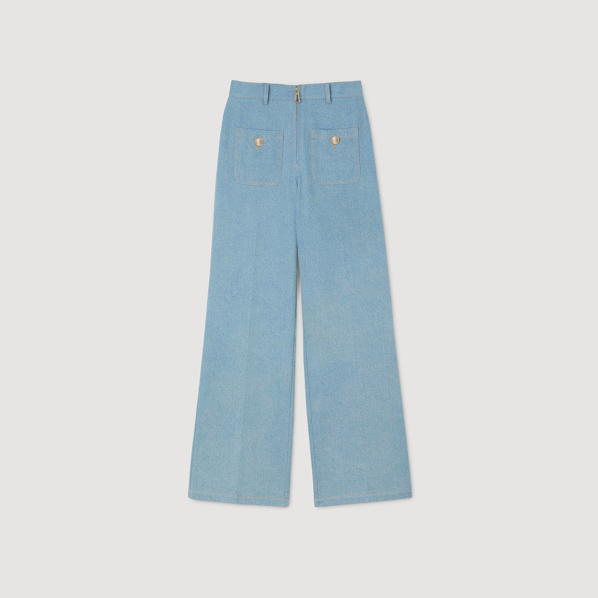 Faded high-rise wide-leg jeans