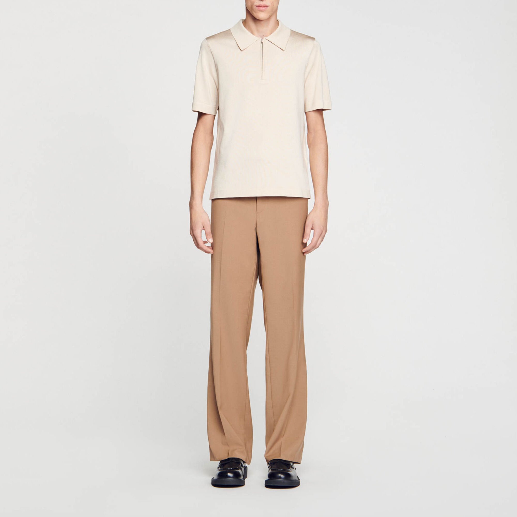 Knitted polo with zip collar