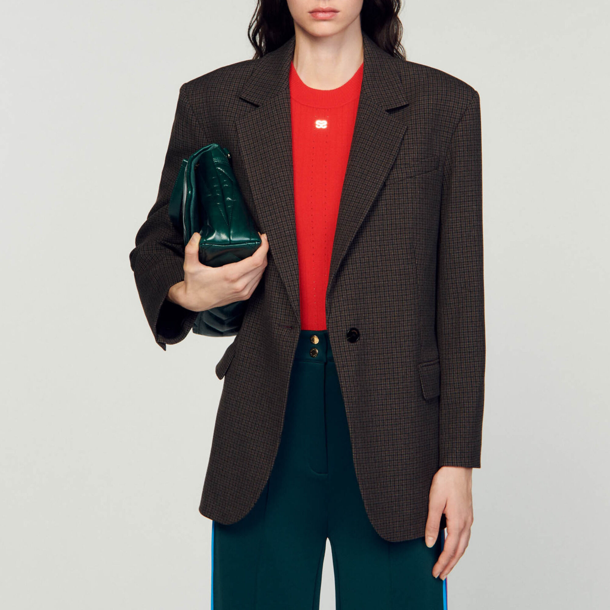 Suit jacket with small checks