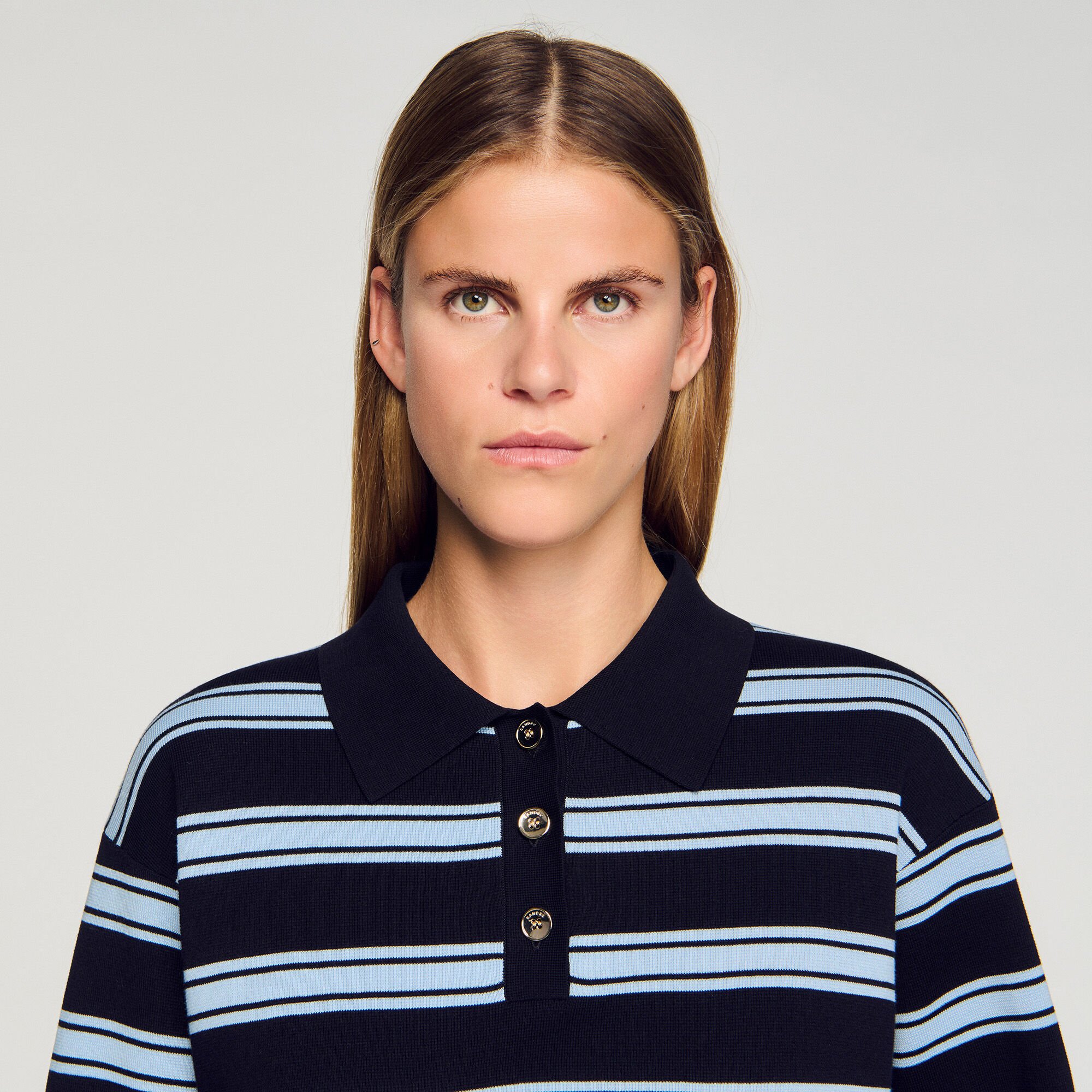 Striped polo sweater