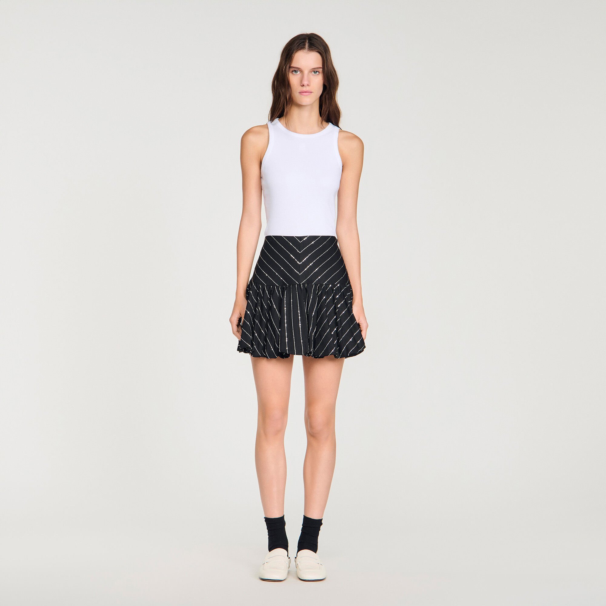 Mini striped sequin skirt