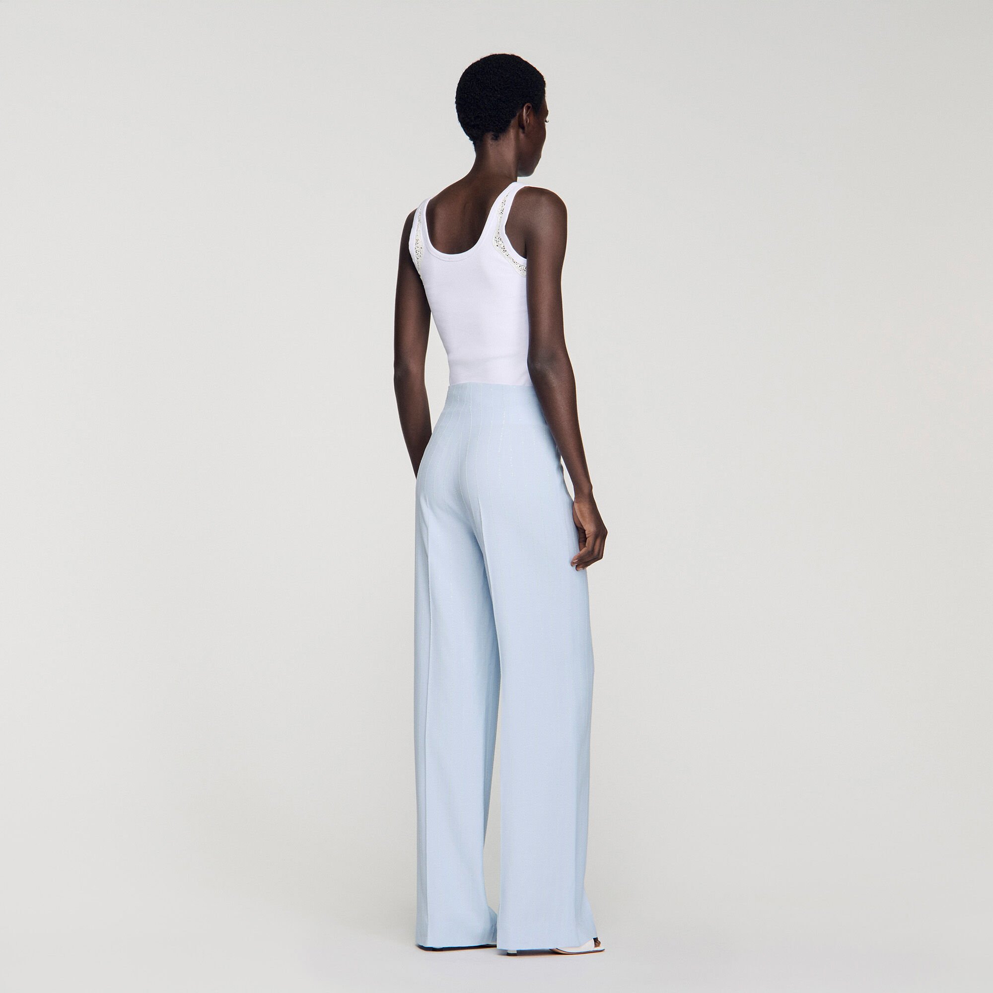 Striped sequin trousers