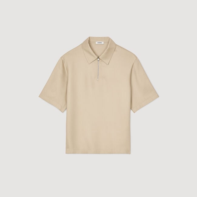 Zip-neck polo shirt