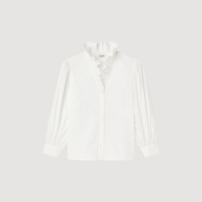 Cotton shirt with fancy collar