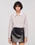 Plaid and pearl collar shirt