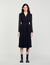 Dual-material long-sleeved dress