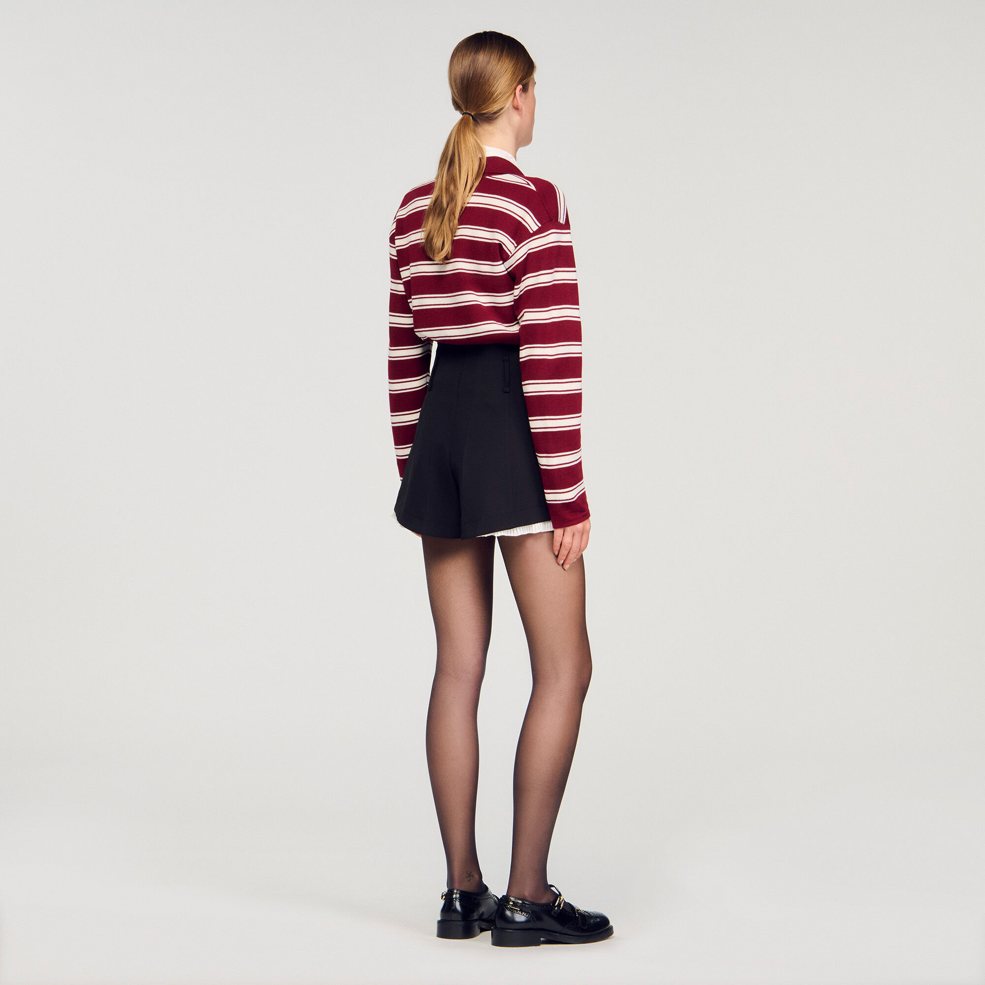 sandro トップス SANDRO Cutout embellished metallic ribbed-knit top | THE OUTNET