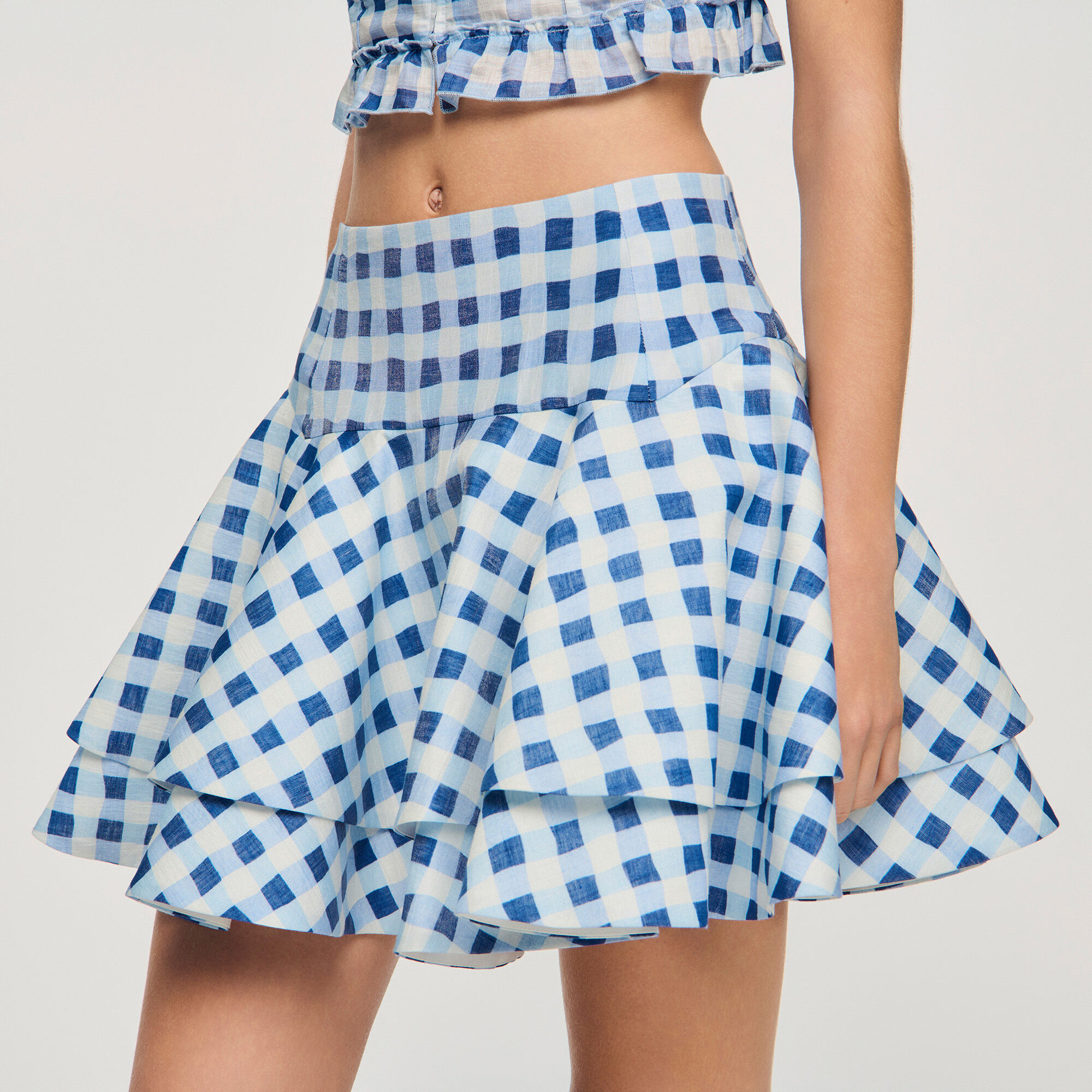 Mini gingham linen skirt