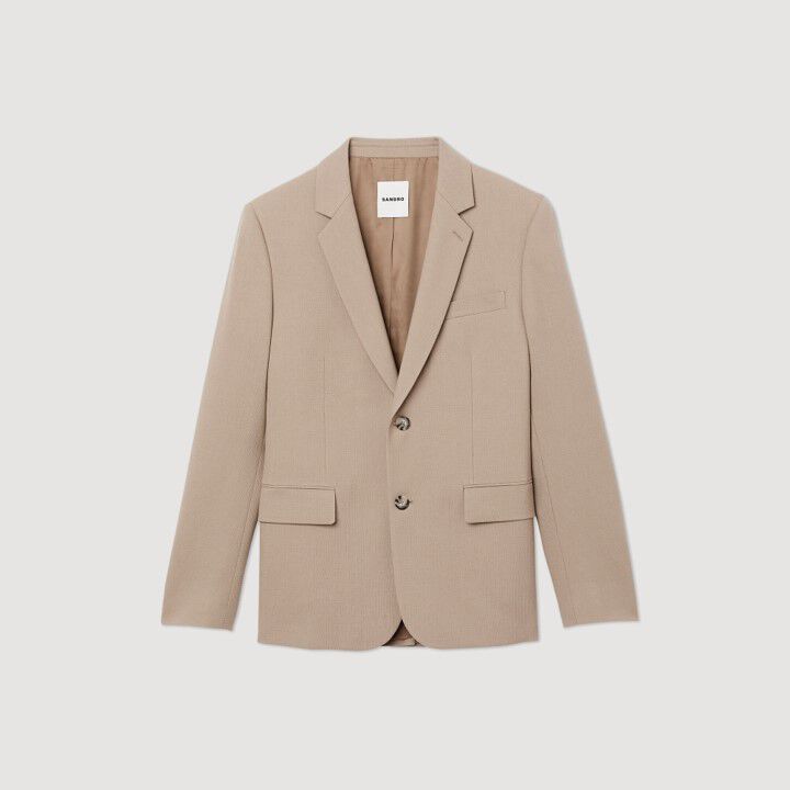Sandro Parisサンドロ・パリ ウールジャケットコート ベージュ 36 Wool suit jacket white / beige for Men | Sandro Paris