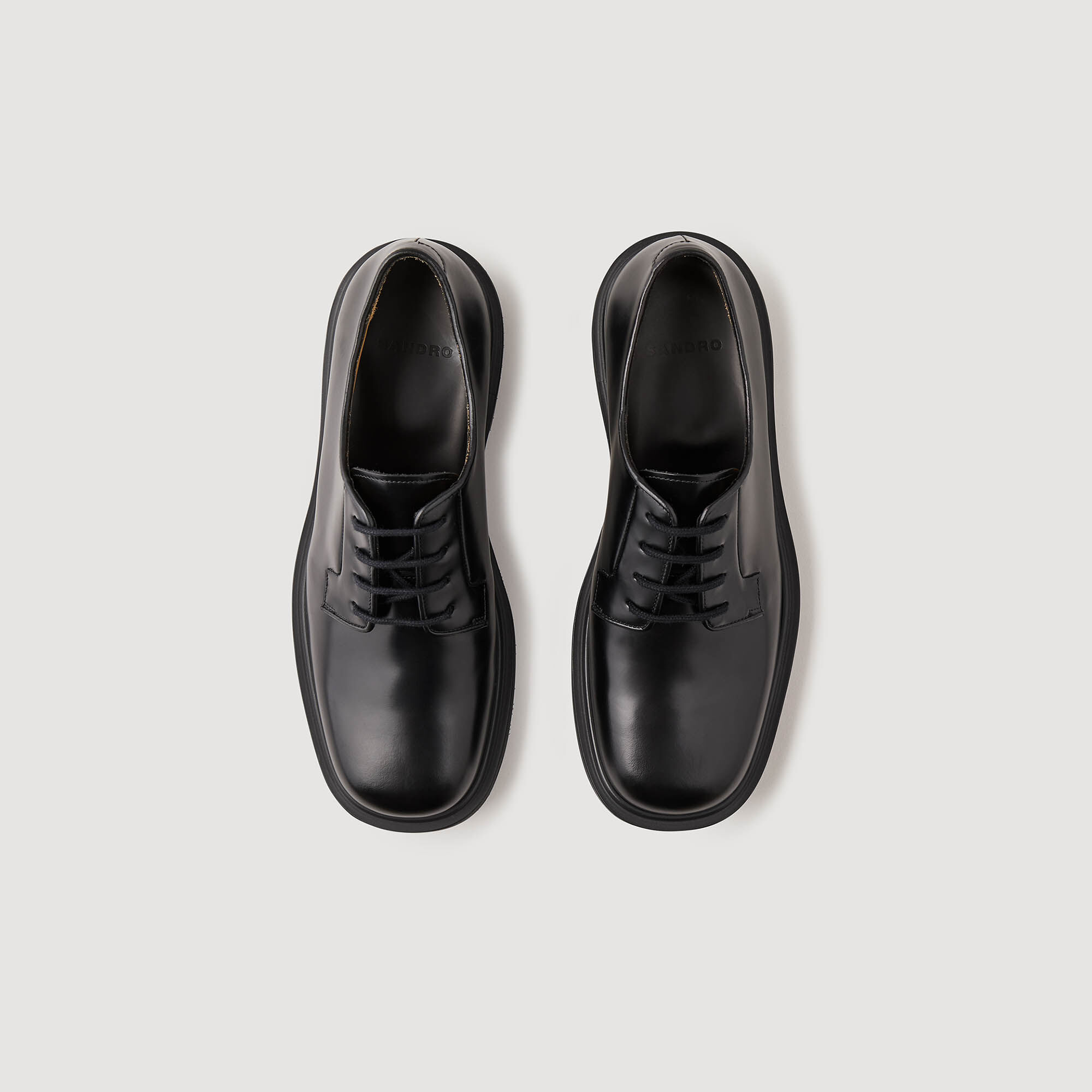 【SANDRO】 Patent leather dress shoes black / gray for Men | Sandro Paris