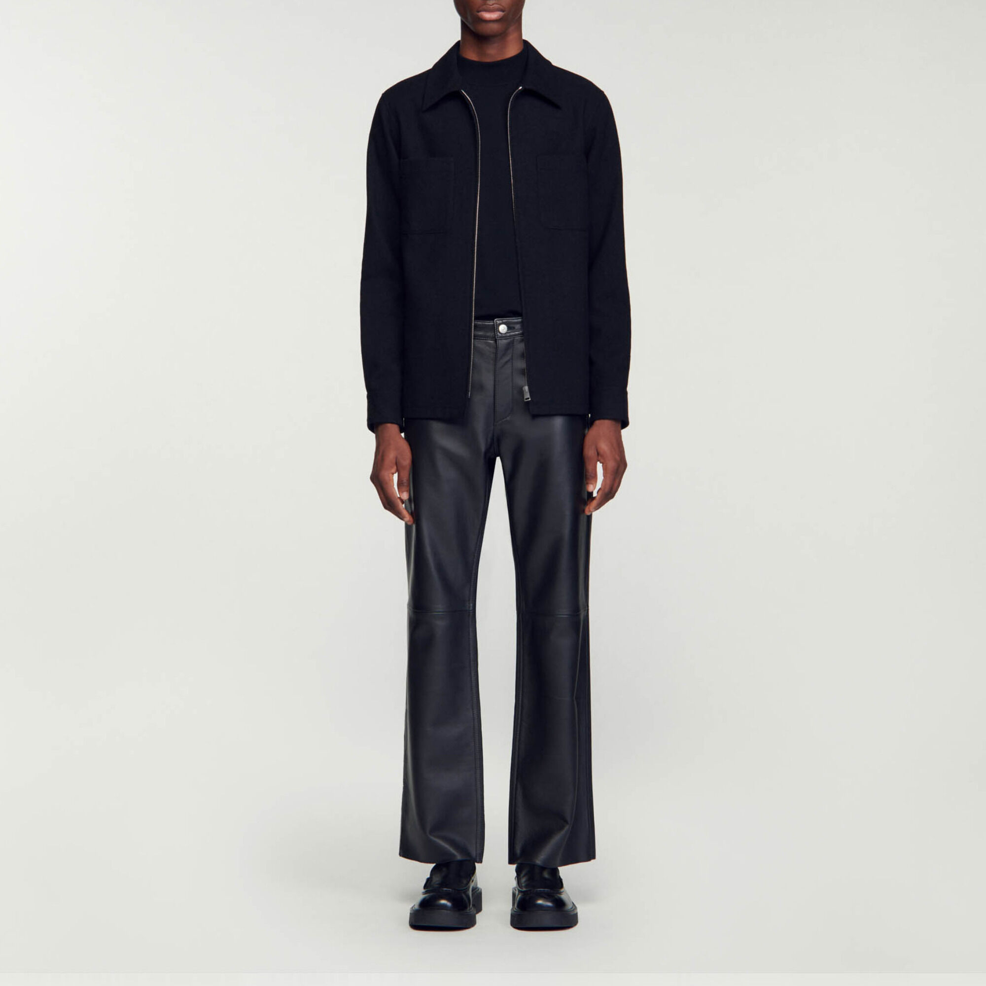 Wool overshirt black / gray for Men | Sandro Paris