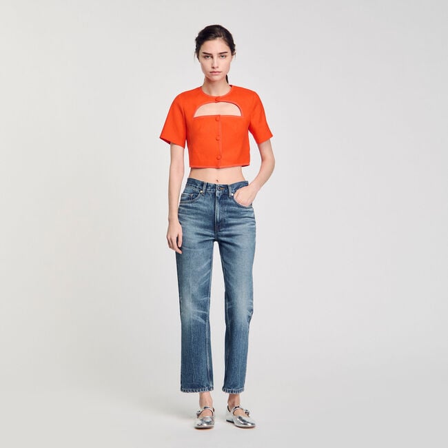 Crop top with cutout design