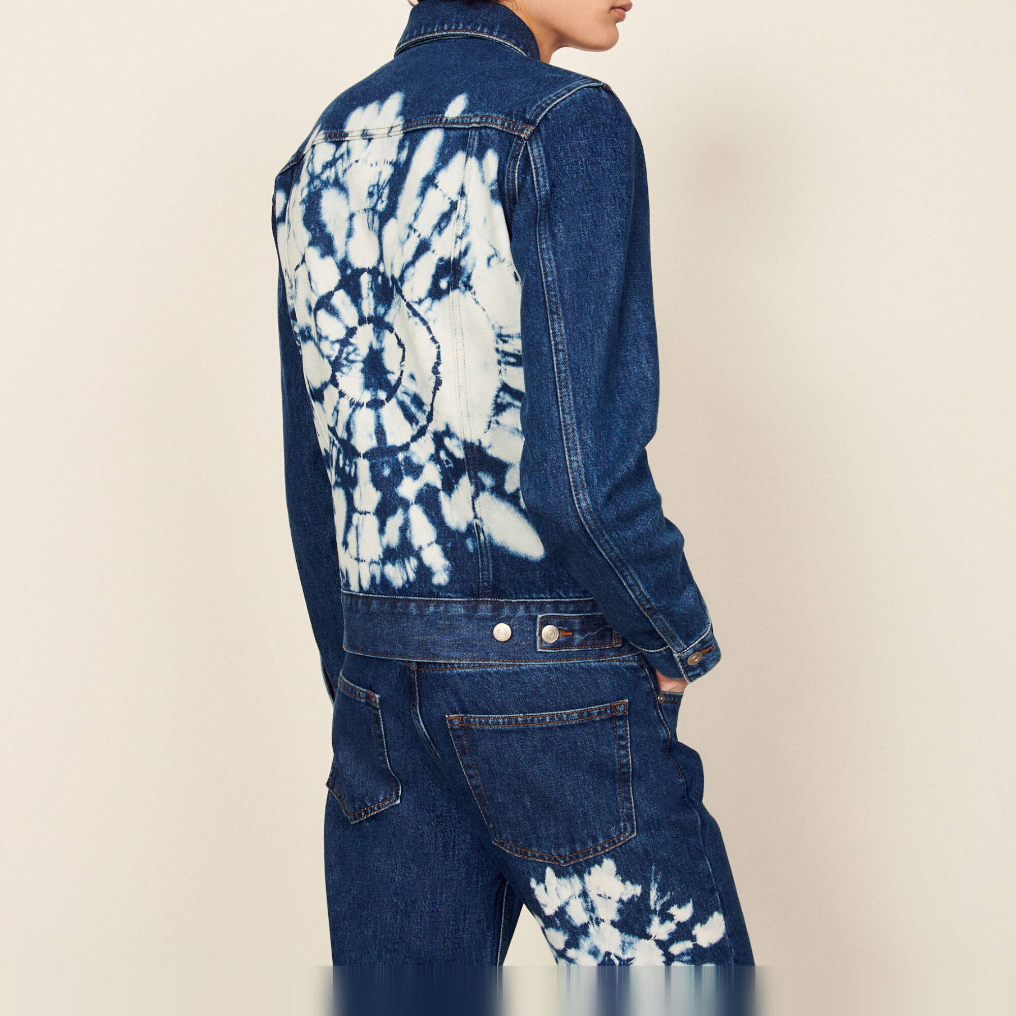 Denim jacket with tie dye back for Men Sandro Paris