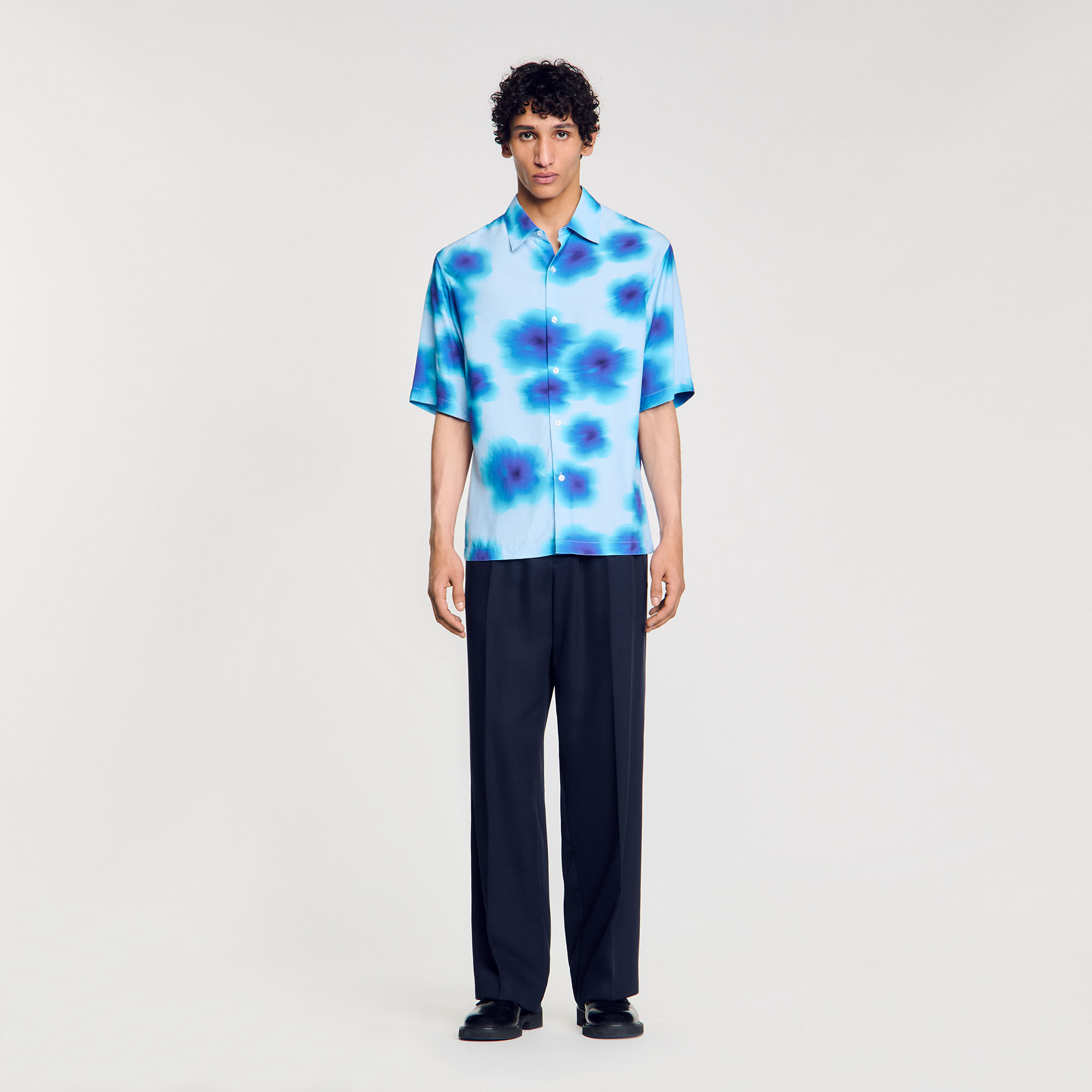 Floral motif shirt blue for Men | Sandro Paris