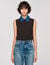 Knit and denim sweater