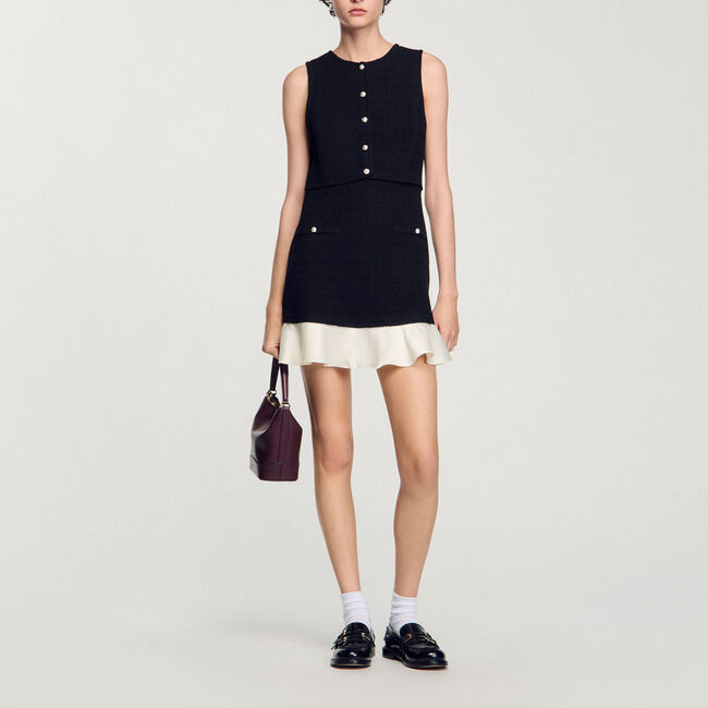 Two-tone tweed mini dress