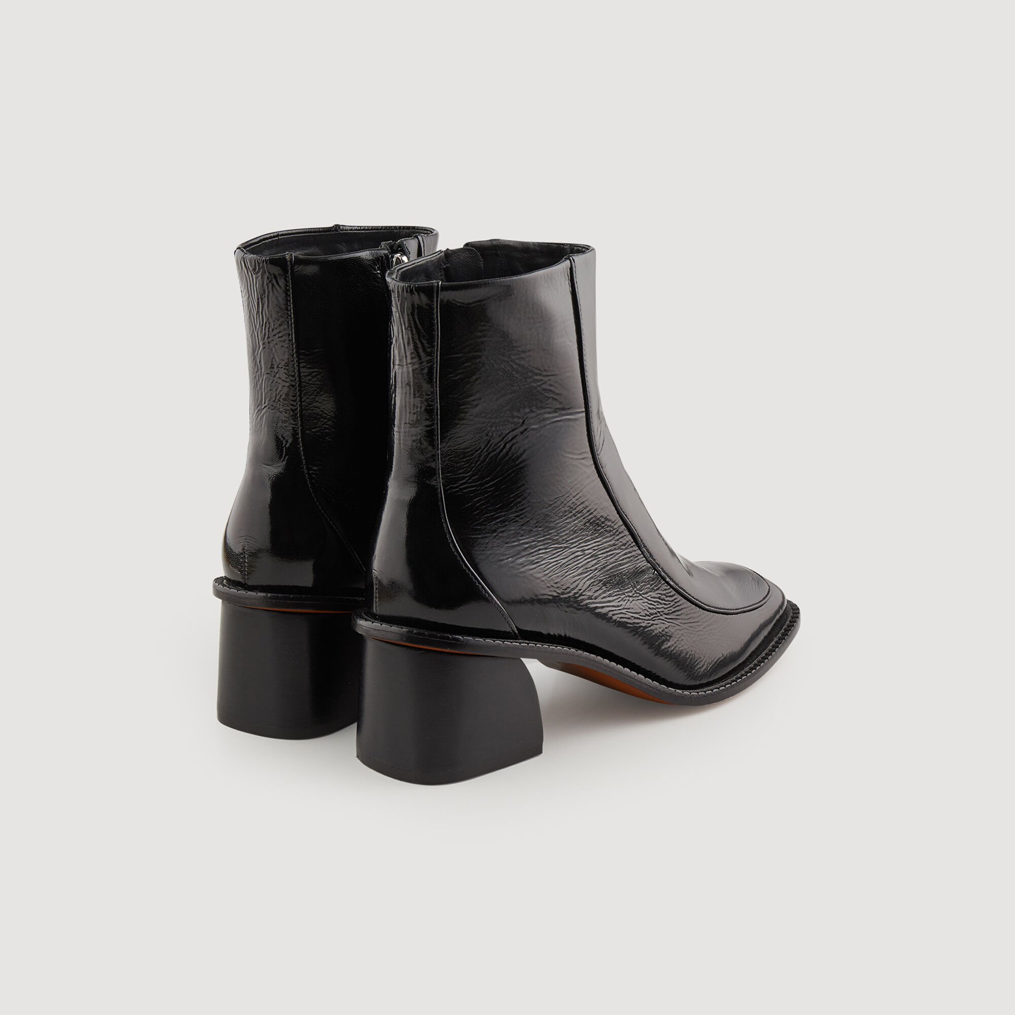 Patent leather boots with heel