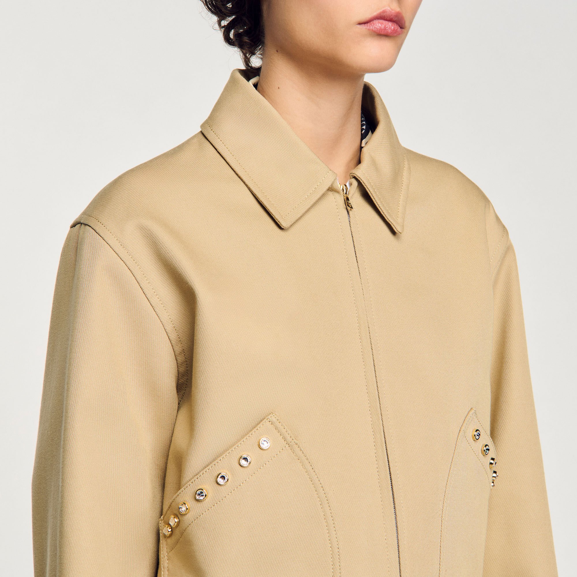 Short jacket with rhinestone details