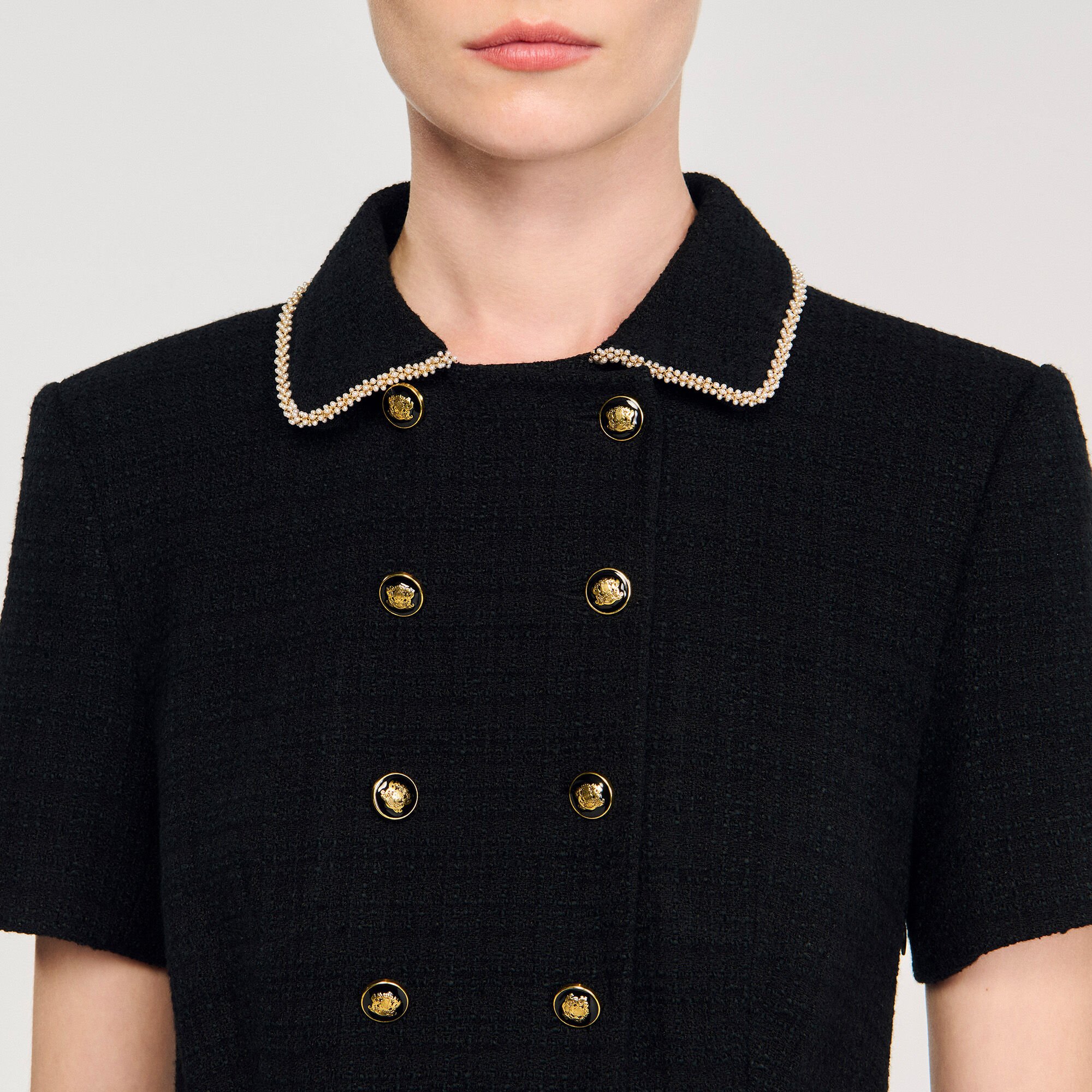 Mini buttoned tweed dress