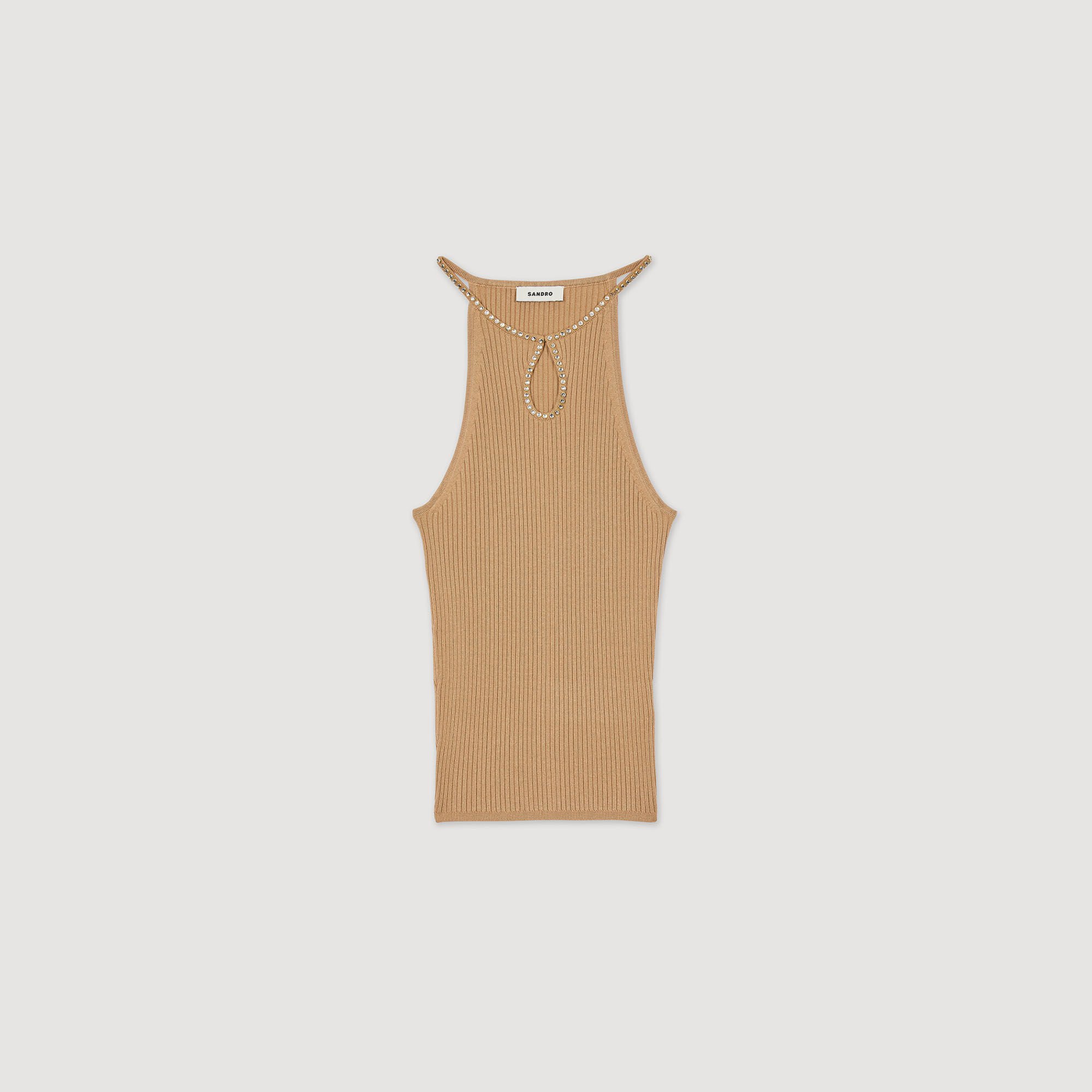 Vest top with rhinestones