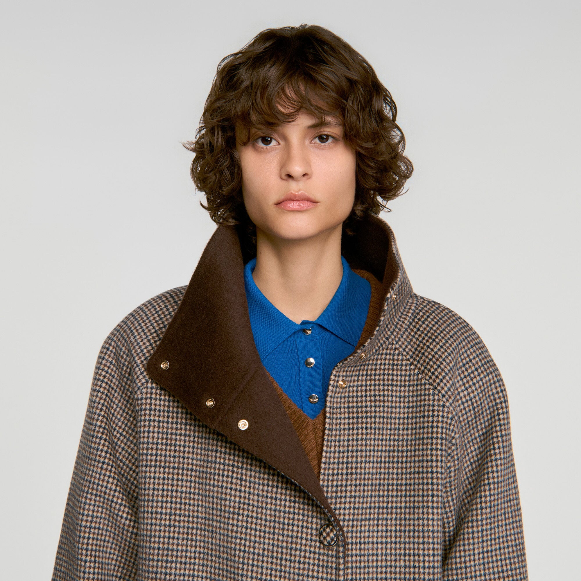 Oversized check coat - Women | Sandro