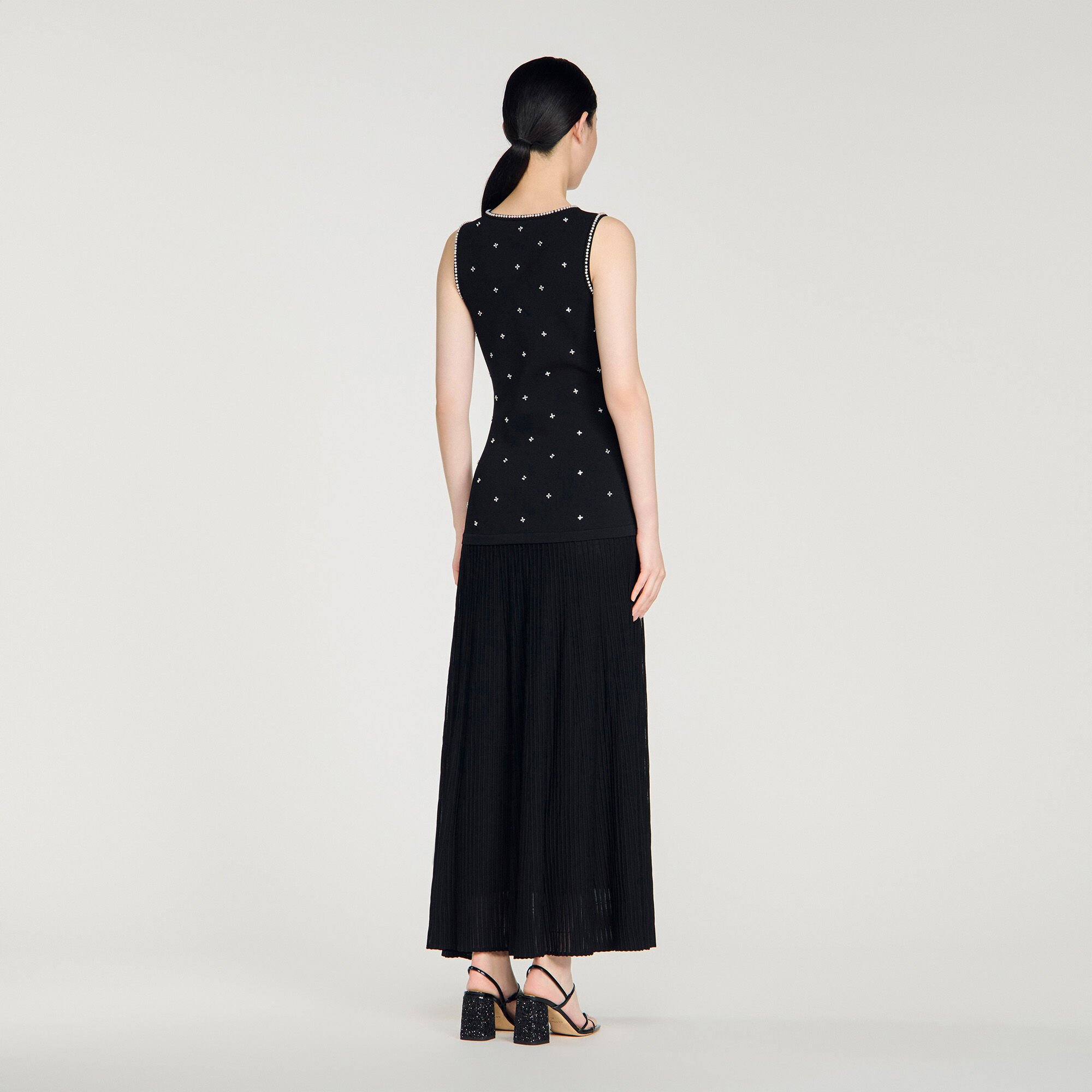 Rhinestone flower print maxi dress