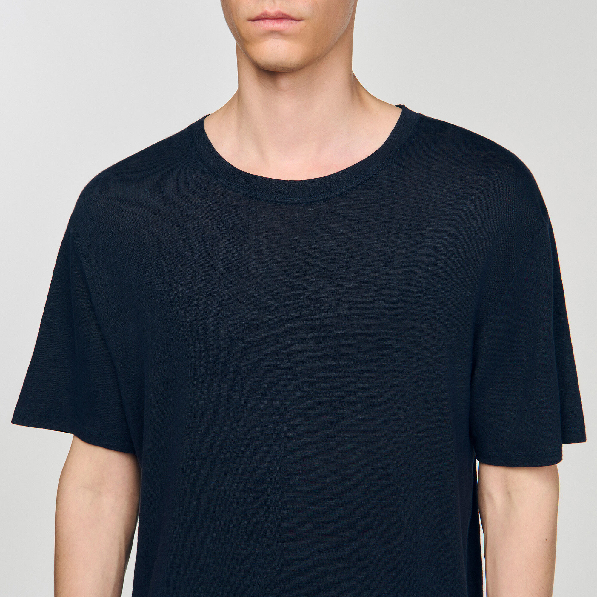 Certified linen T-shirt blue for Men | Sandro Paris