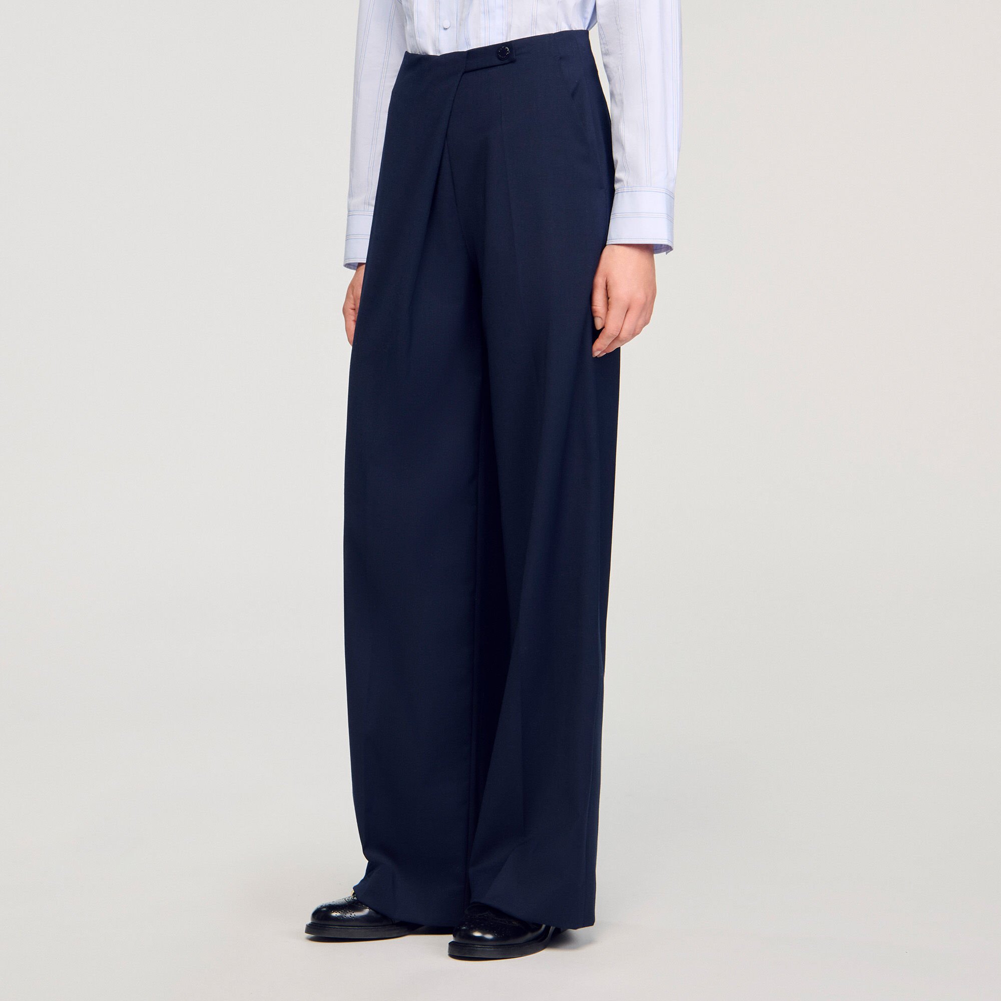 Asymmetric straight-leg trousers