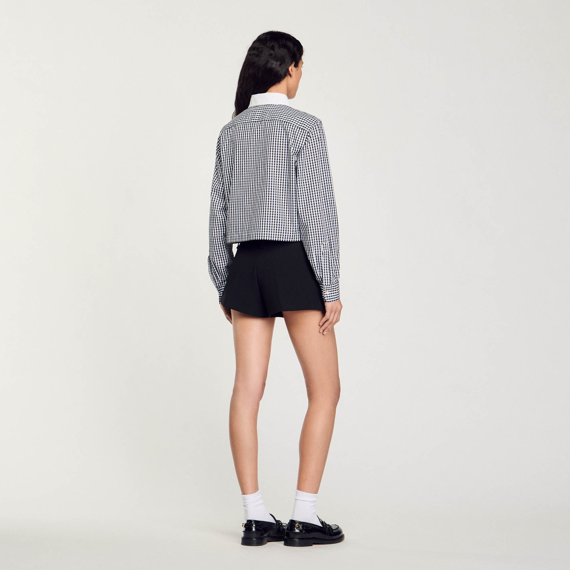 Cropped shirt with rhinestone bib