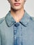 Long faded denim coat