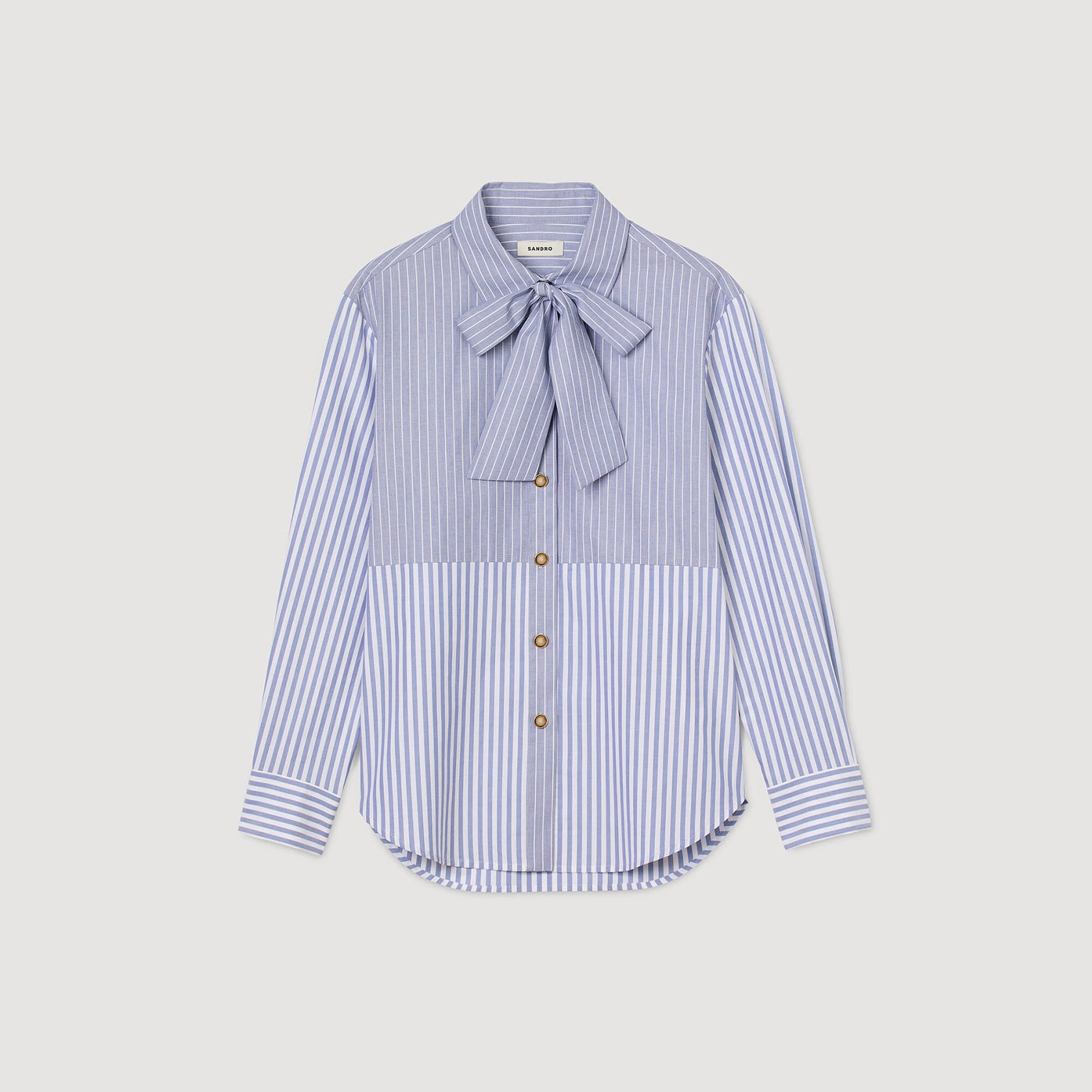Striped shirt with removable tie