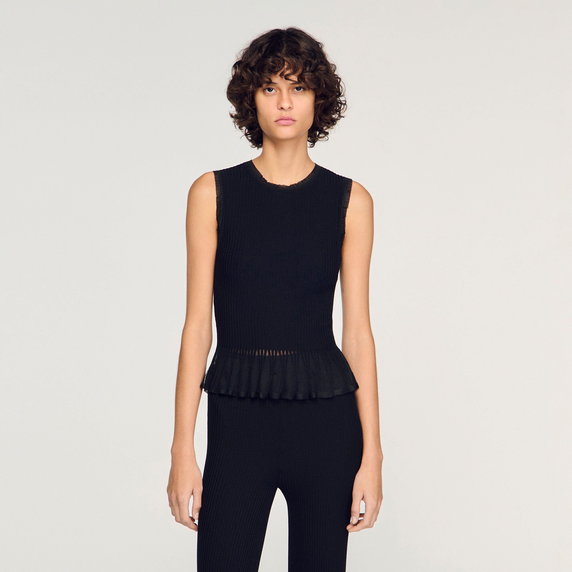 Ruffled ottoman knit sweater