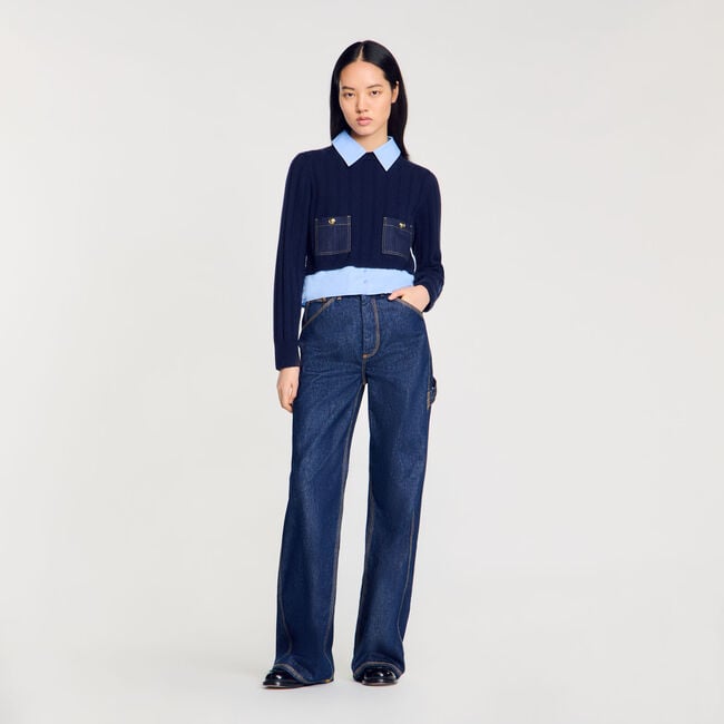 Cropped wool and cashmere sweater