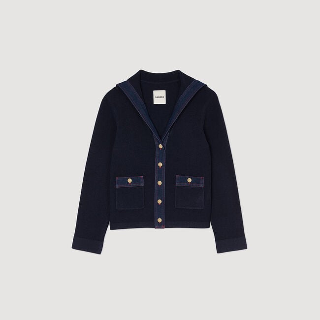 Cardigan with denim details