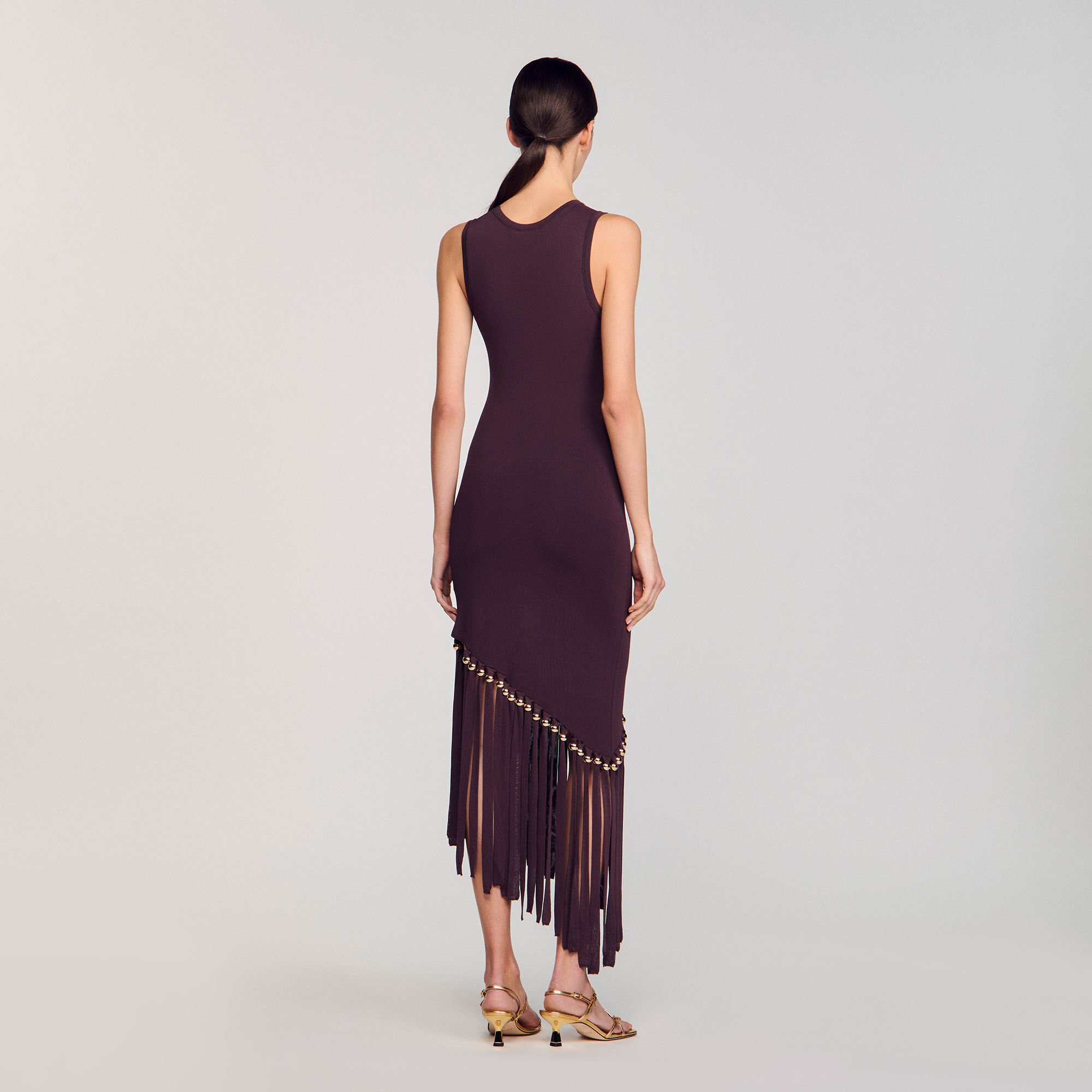 Fringed and beaded maxi dress