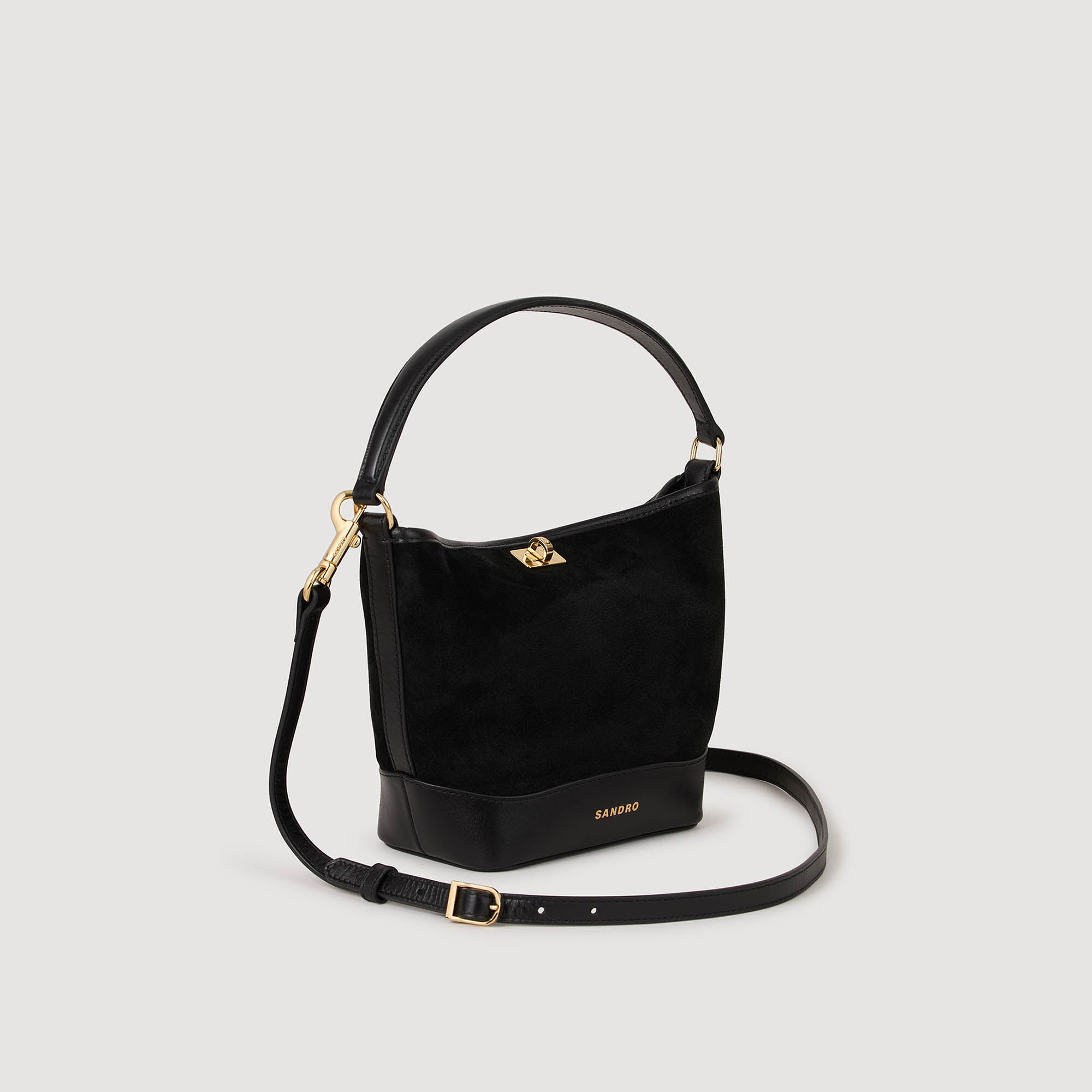 TANGOSO mini suede and leather bag in Black for Women | Sandro Paris