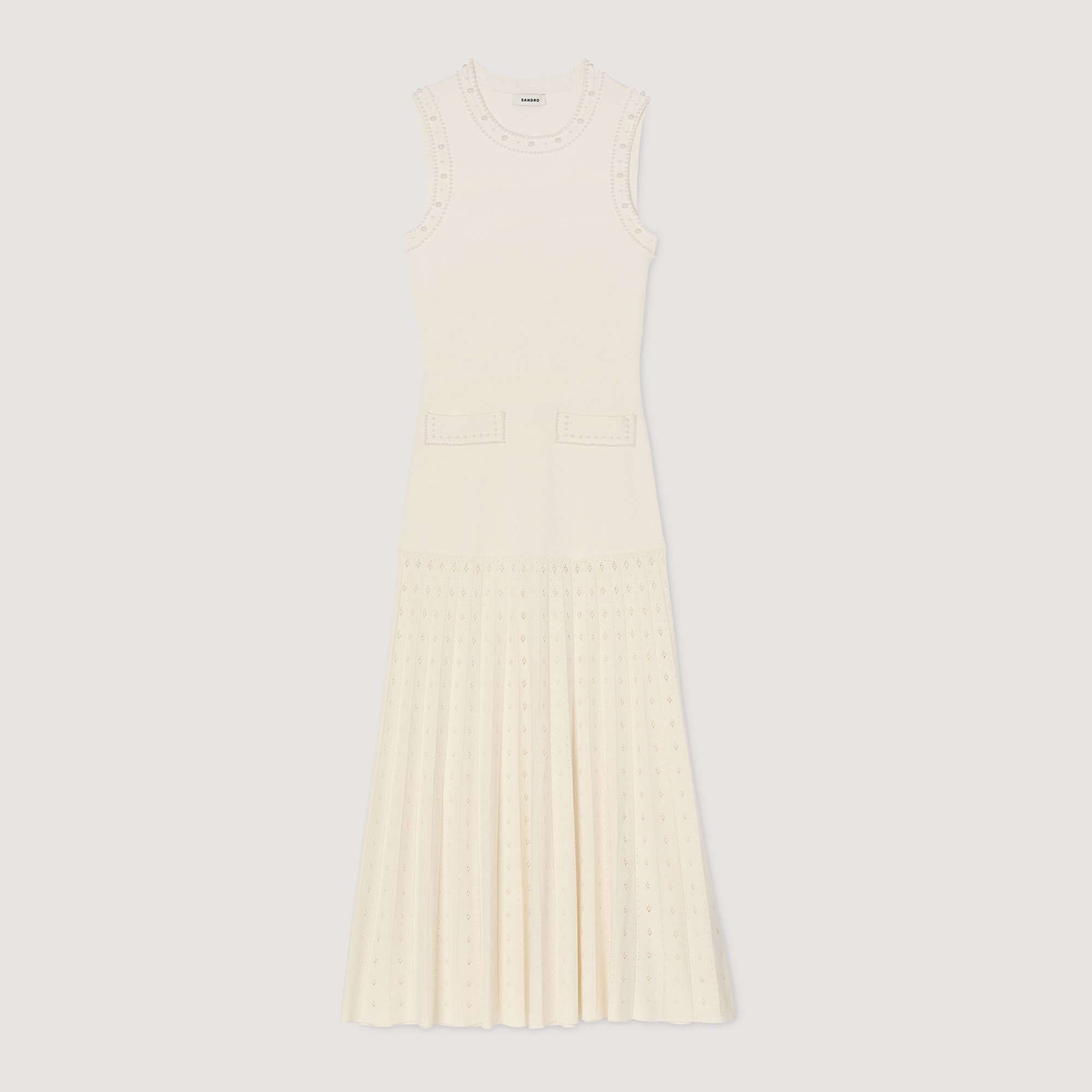 Pearl bead knit maxi dress