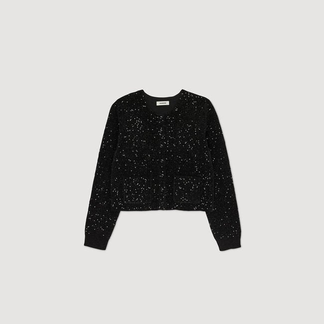 Sequinned velvet cardigan