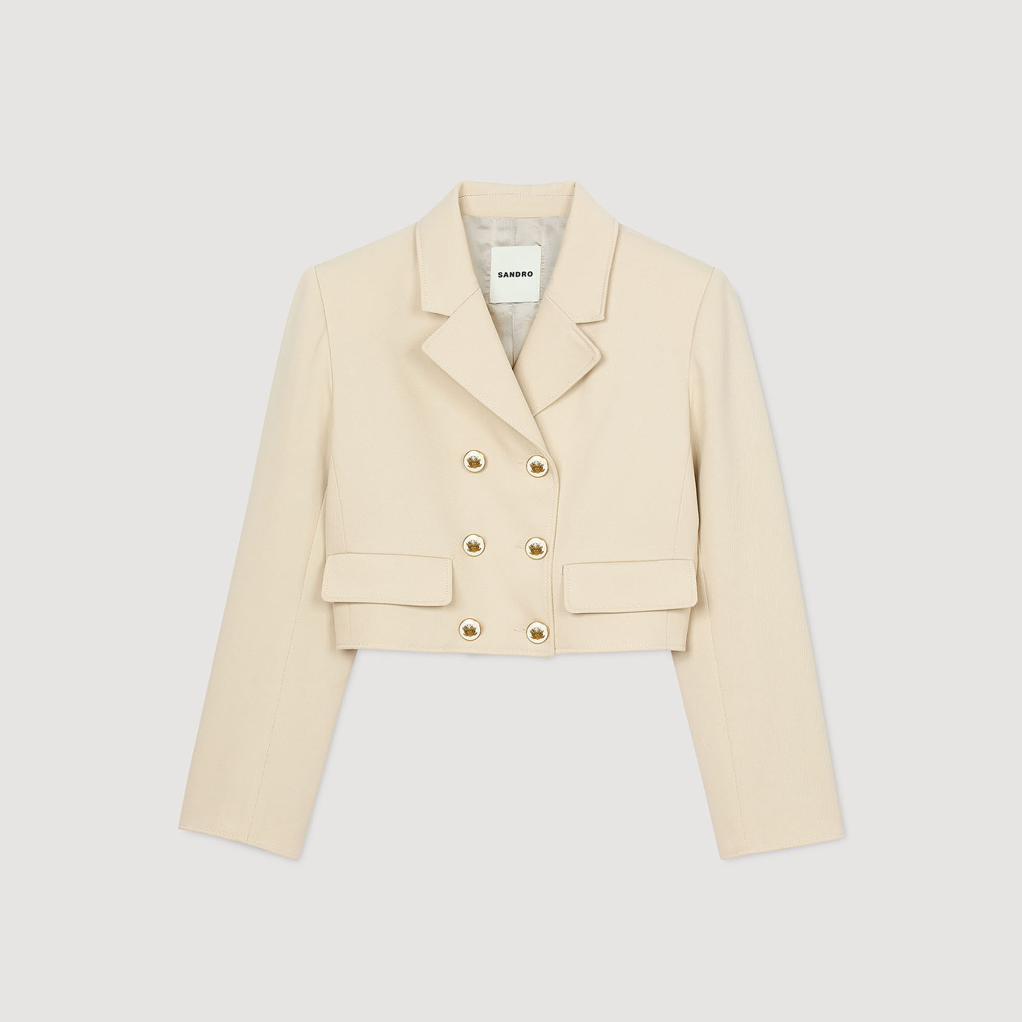 SANDRO クロップド ジャケット | ホワイト | FARFETCH JP