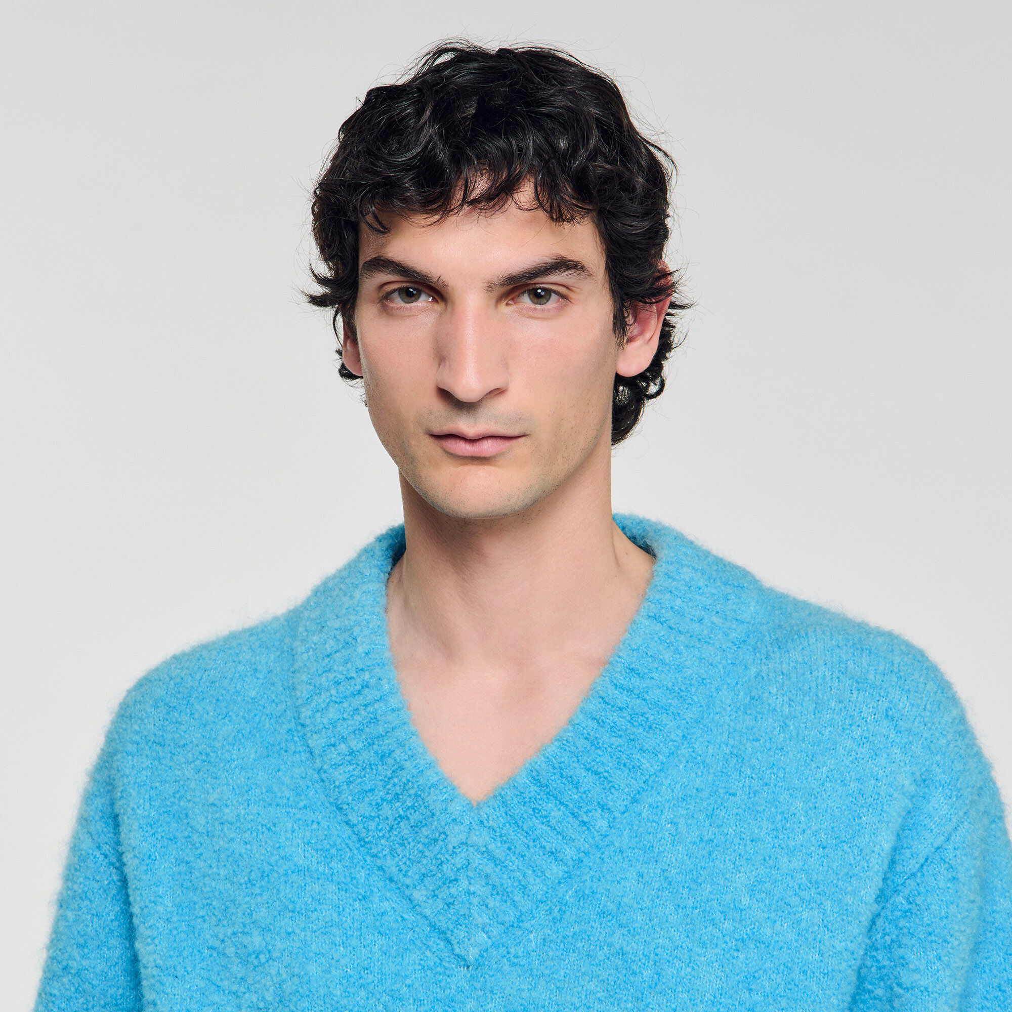 V-neck long-sleeve sweater
