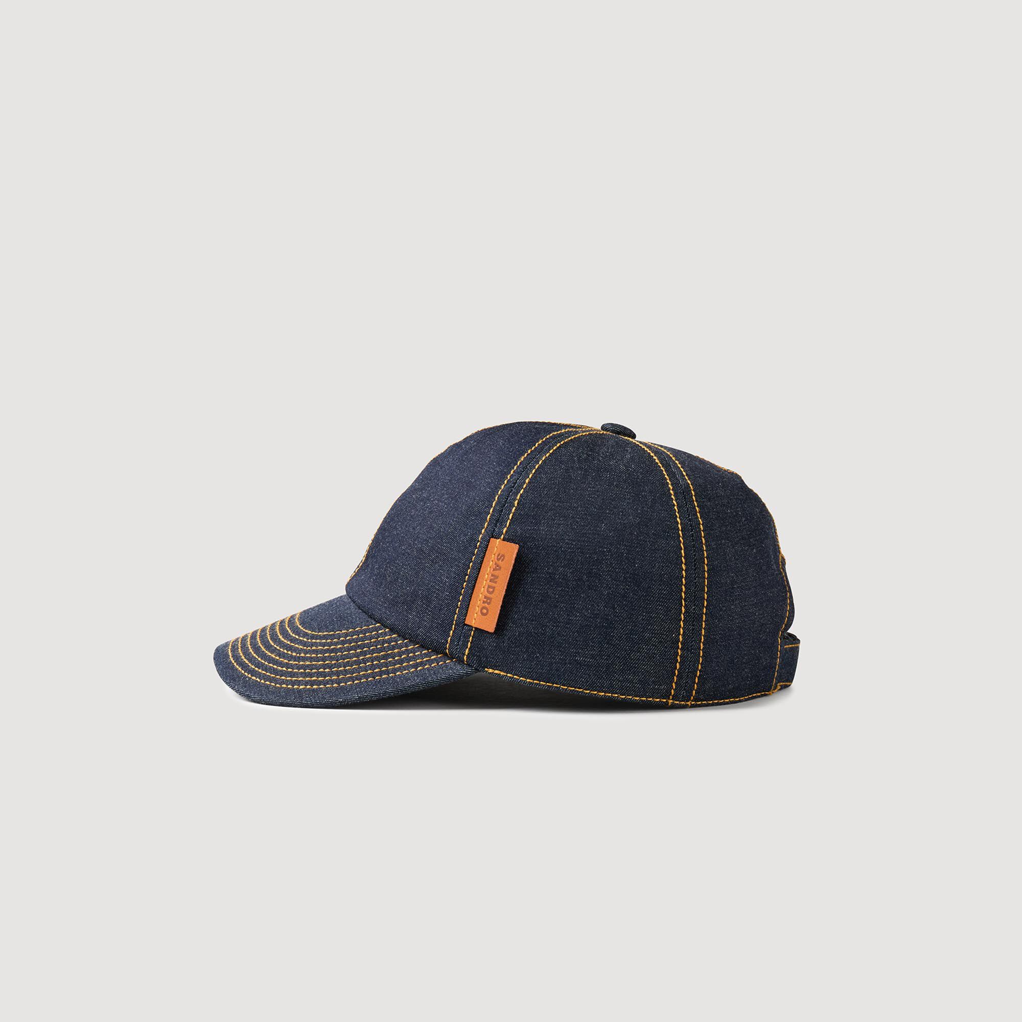 Denim hat leather strap sales