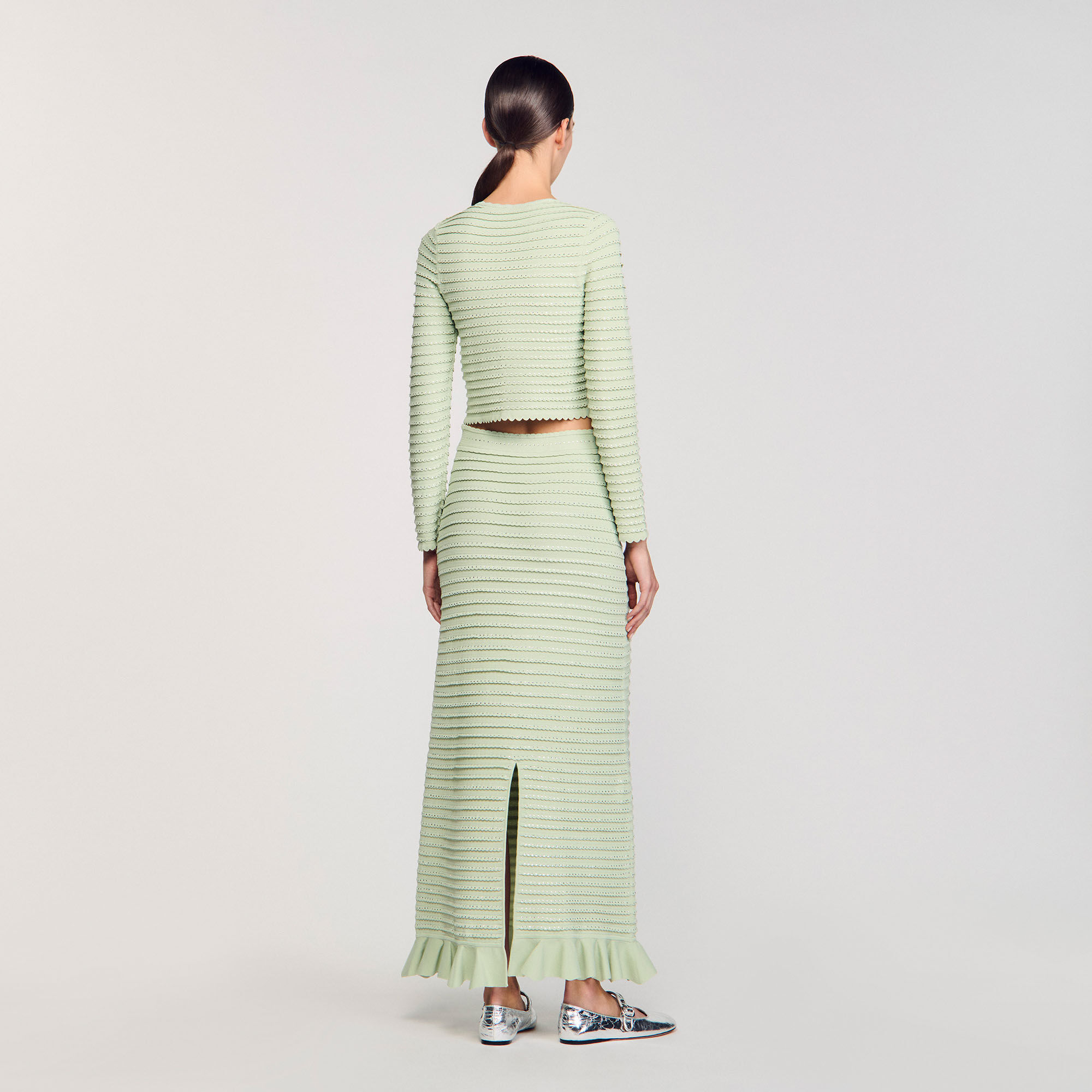 Two-tone knit maxi dress black / gray For Women | Sandro Paris