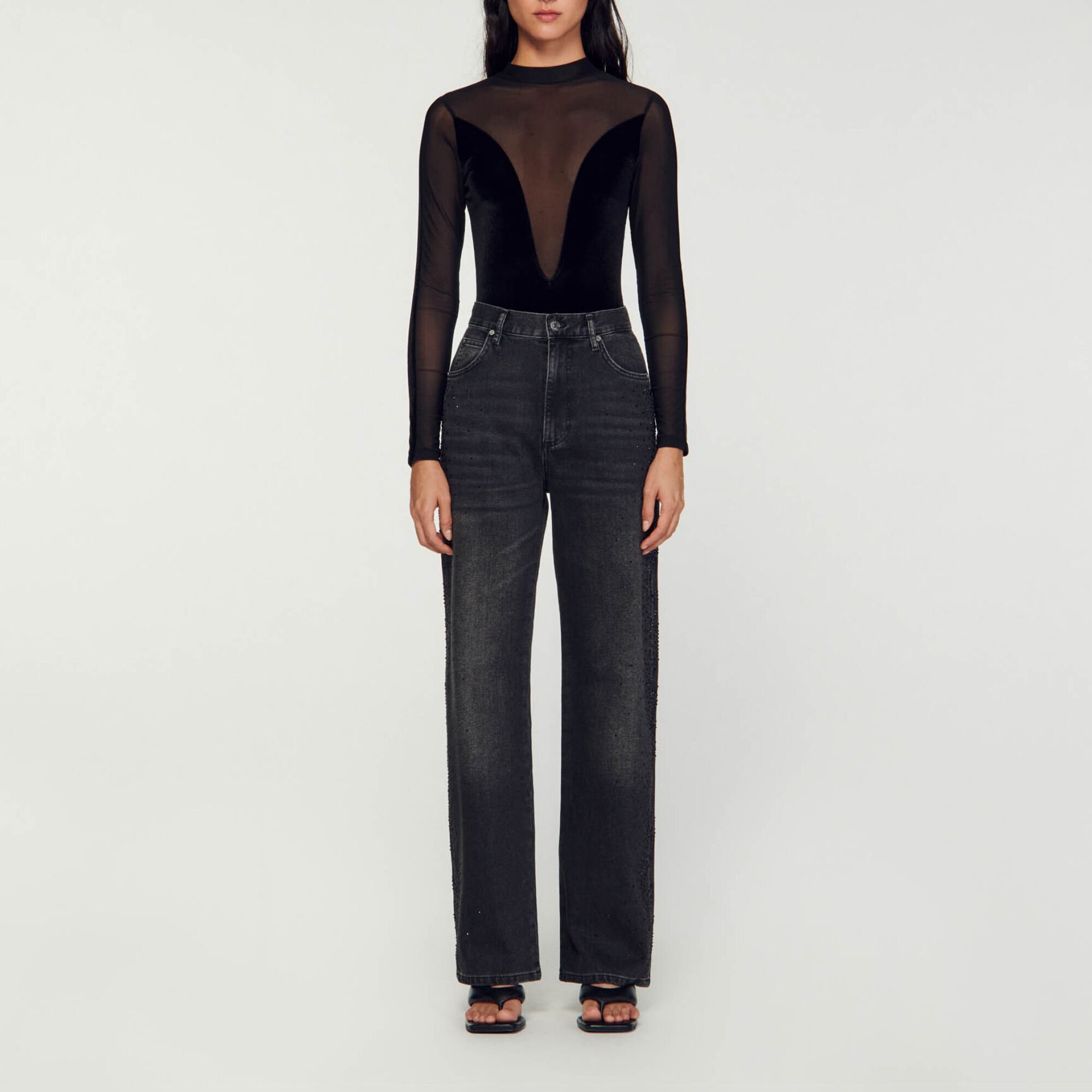 Straight-leg faded jeans