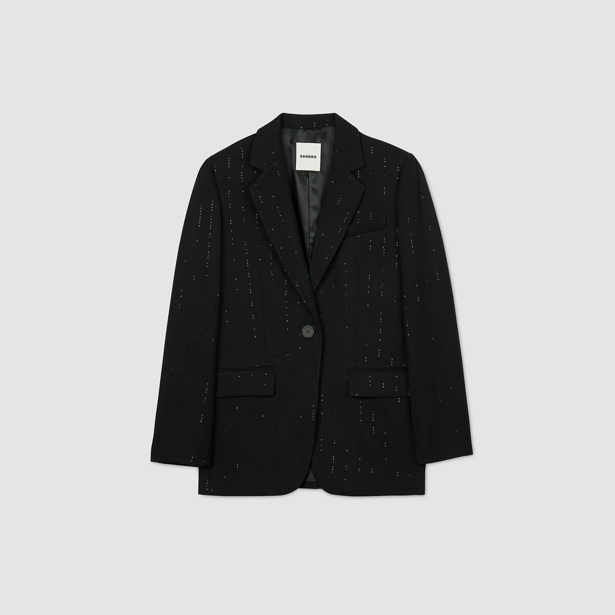 Sequin cropped jacket black / gray For Women | Sandro Paris