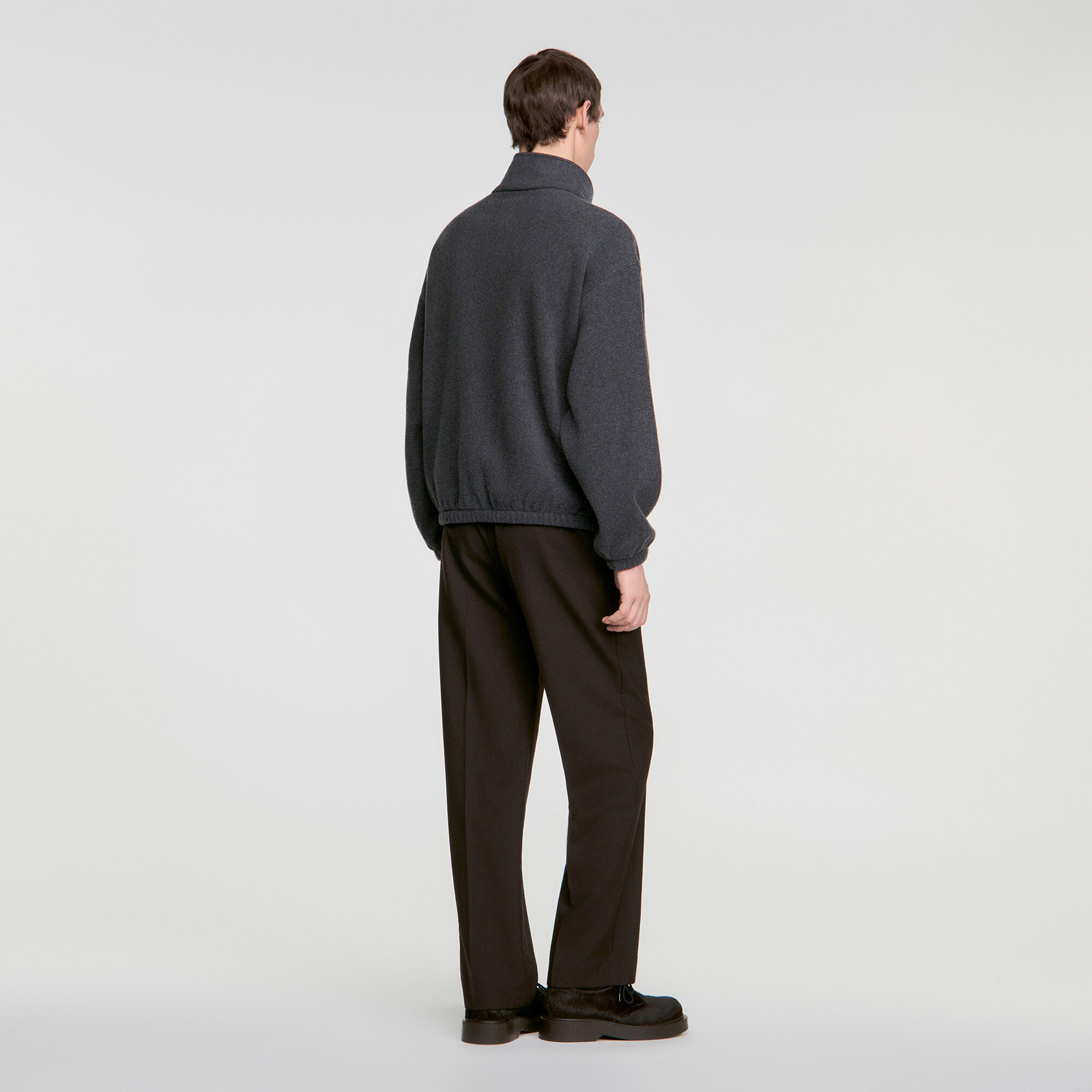Zipped standing collar sweatshirt