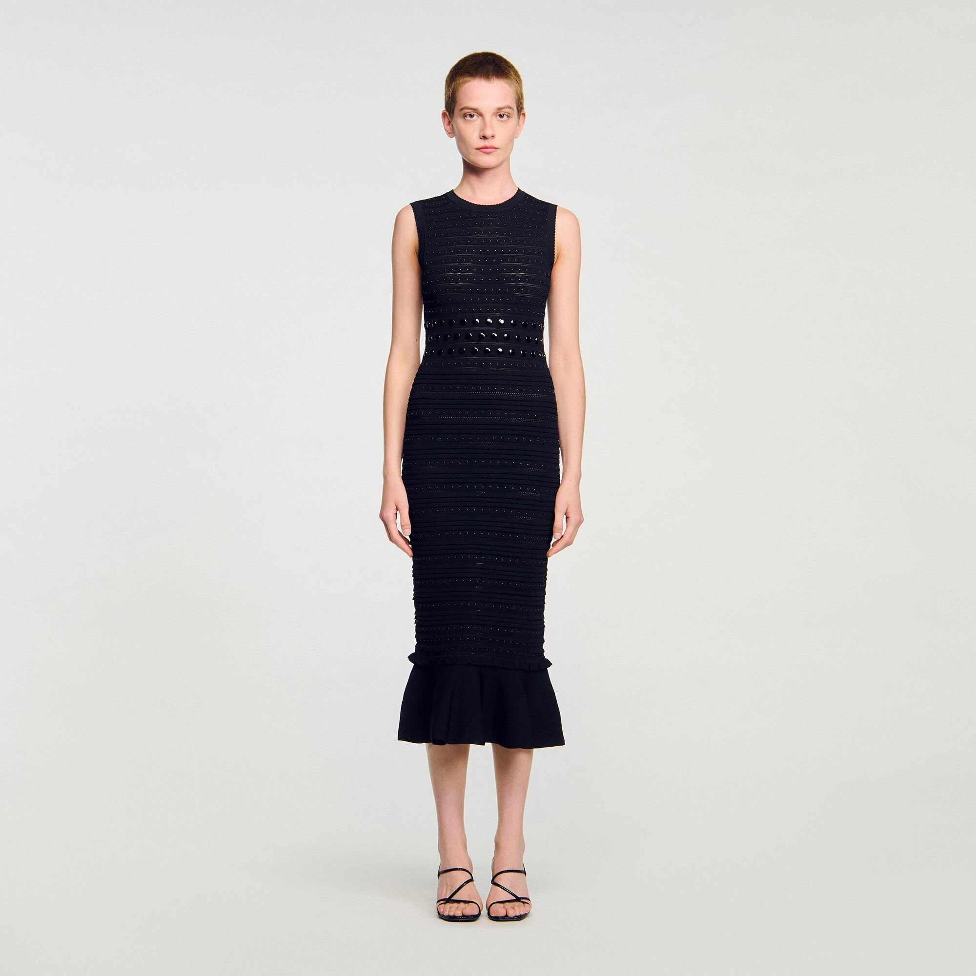 Knit midi dress with studs