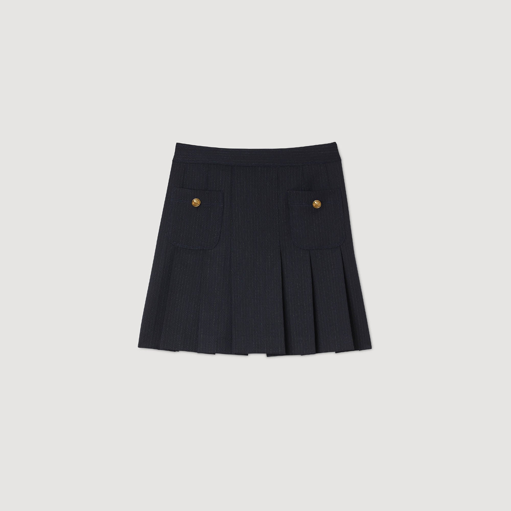 Mini striped pleated skirt