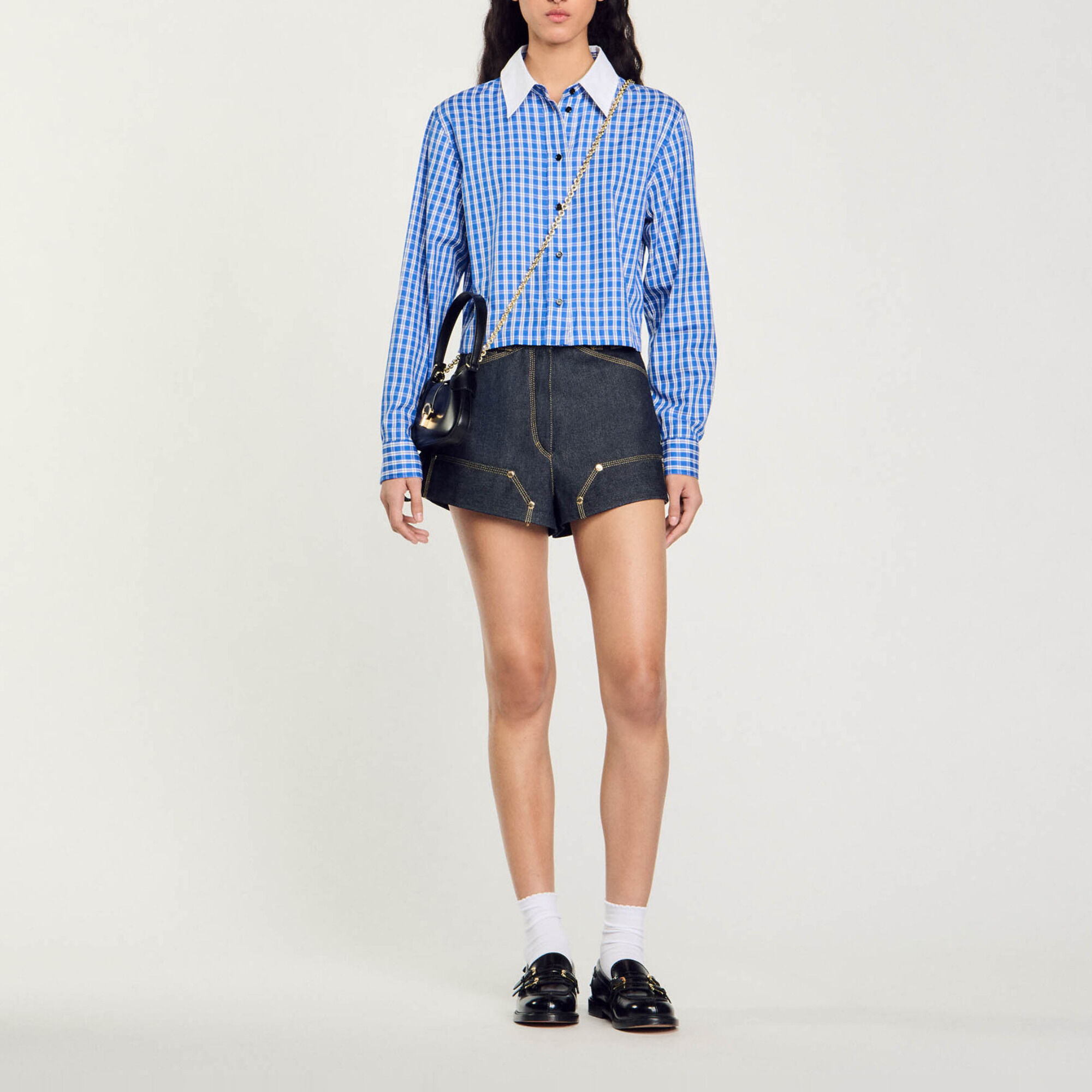 Short checked shirt